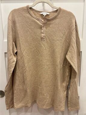 Frame Denim Men's Long-Sleeve Henley in Beige Tan